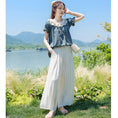 Load image into Gallery viewer, [Shirasu Series] ★Tops★ T-shirt, short sleeve, denim, cute, ladies, date, improves temperament, easy to match, summer clothes, blue, blue
