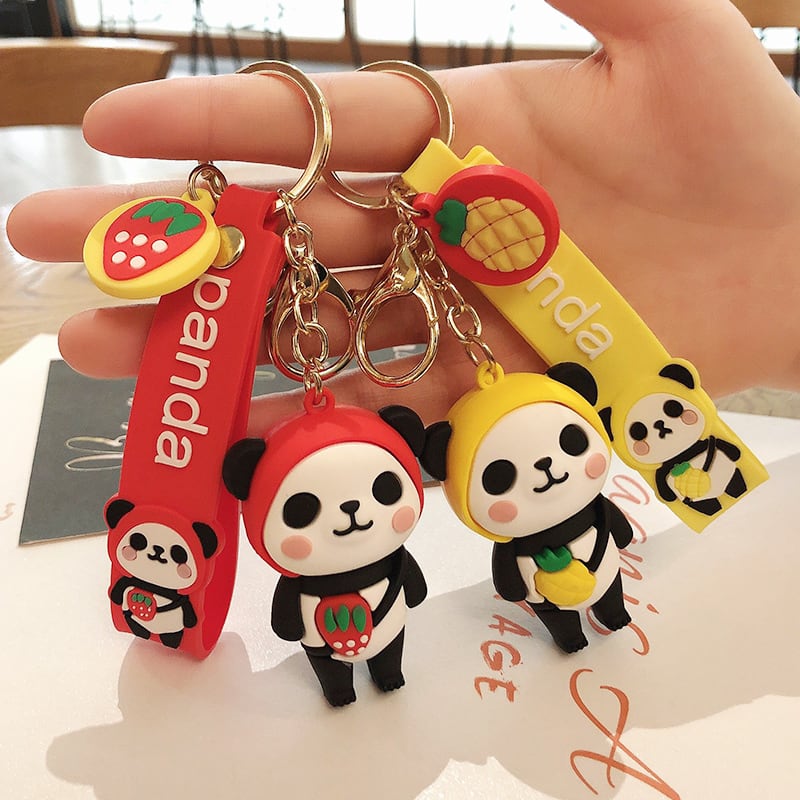 Cute Couple Panda Keychain Gift Red Blue Yellow Pink