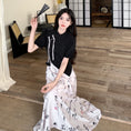 Load image into Gallery viewer, [DONGXIAOJIE series]★China style dress★ Letter pattern ribbon summer clothes fake layered large size slimming
