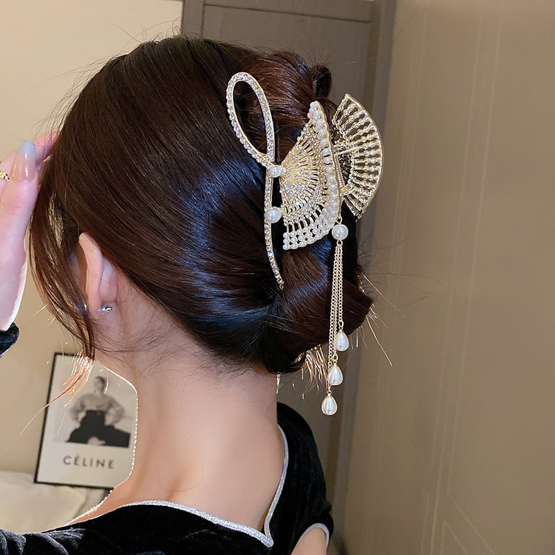 [Drejew Series]★Chinese style hair ornament★ Hair clip, ladies' accessory, folding fan, fringe, retro bun, gift for women