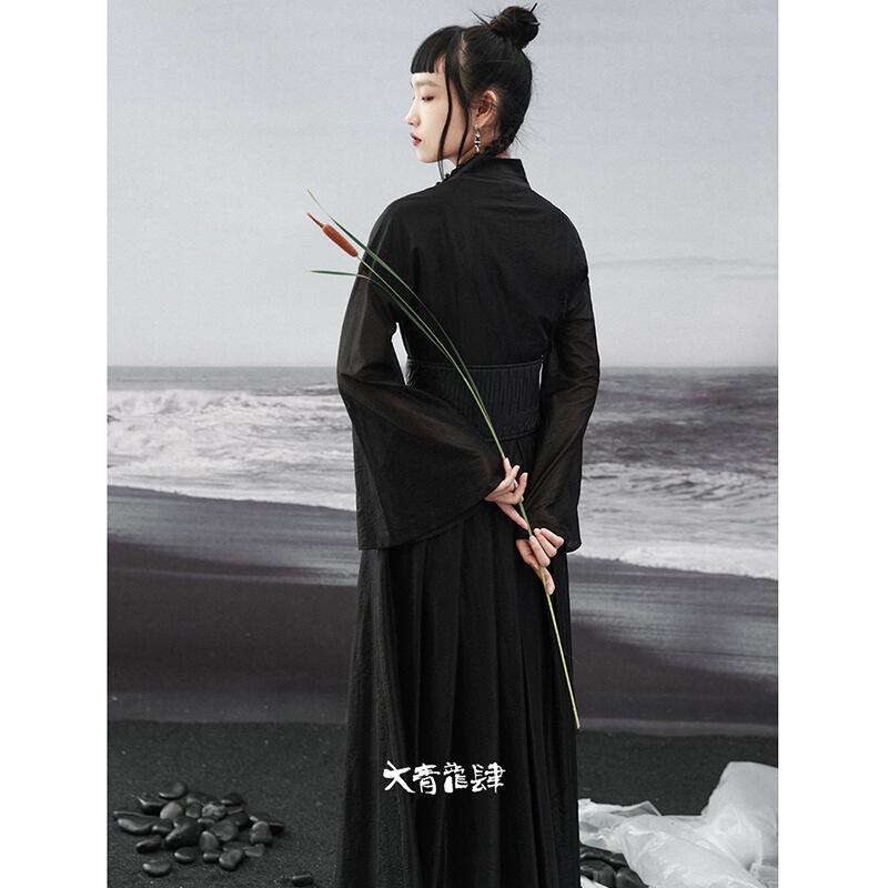 [Da Qinglong Shu Series] ★Chinese style dress★ V-neck long sleeve retro long length original temperament enhancement Chinese clothing