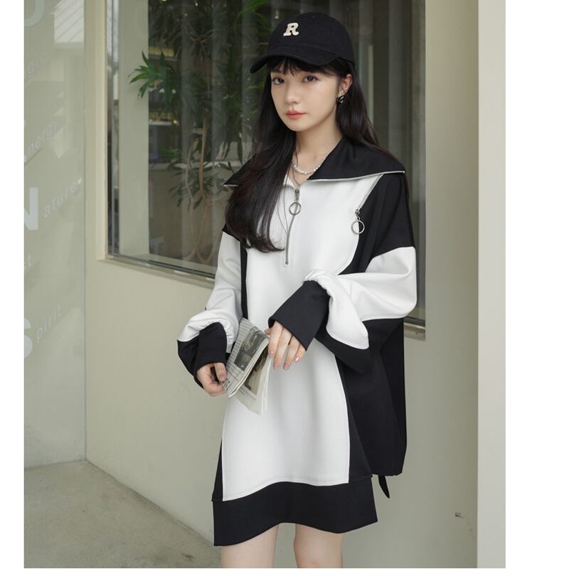 [DEER Choyo Deer Series] ★One piece★ Short length, casual, off-the-shoulder, color scheme Black White Black White S M L XL