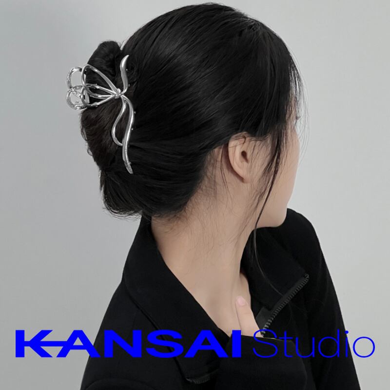 [KANSAI Series] ★Hair Ornament★ Hair Clip Accessory Small Item Silver Unique Easy to Match Trendy Stylish Large Bun Hair Shiny Women Gift