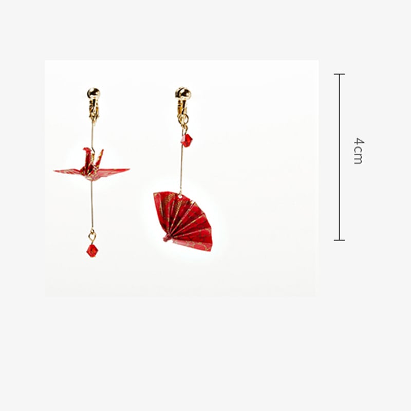 [Gomori Series] ★China style earring★ Earrings or earrings pair asymmetrical red red accessories