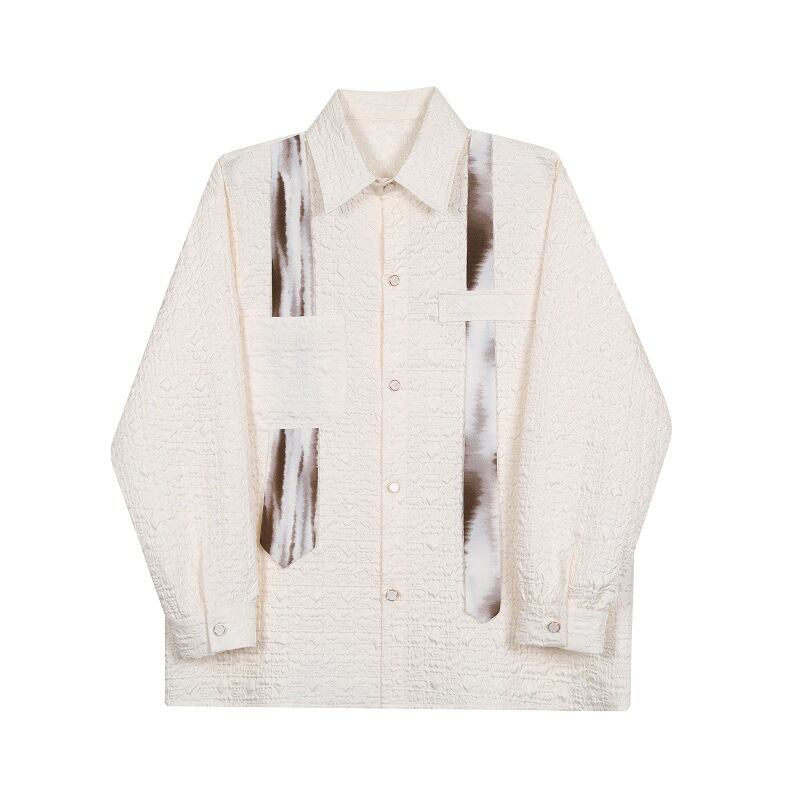 [Irakawa Series]★Shirt★ Tops Unisex Men's Long Sleeve Shirt Casual Spring Clothes Loose White White