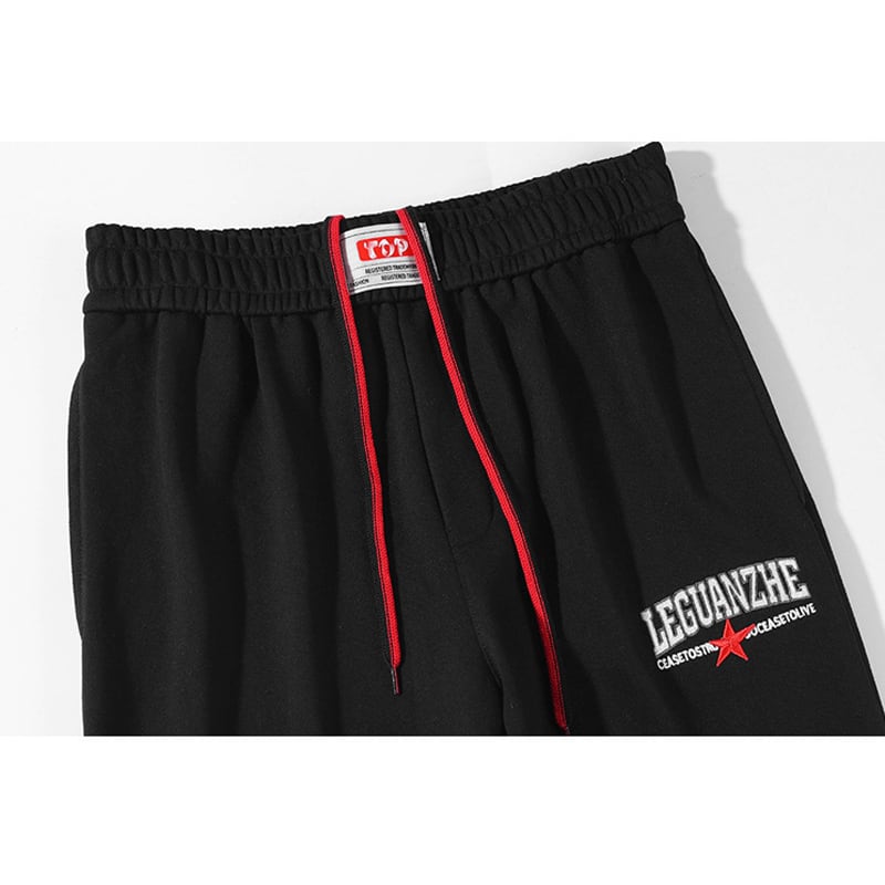 [BIGEMAN Series] ★Casual Pants★ 2color Bottoms Trousers Unisex Men's Large Size Black Red Sports Style