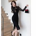 Load image into Gallery viewer, [AL Fashion Series] ★Cheongsam dress★ Chinese style dress, slimming, sexy, improving temperament, black, black
