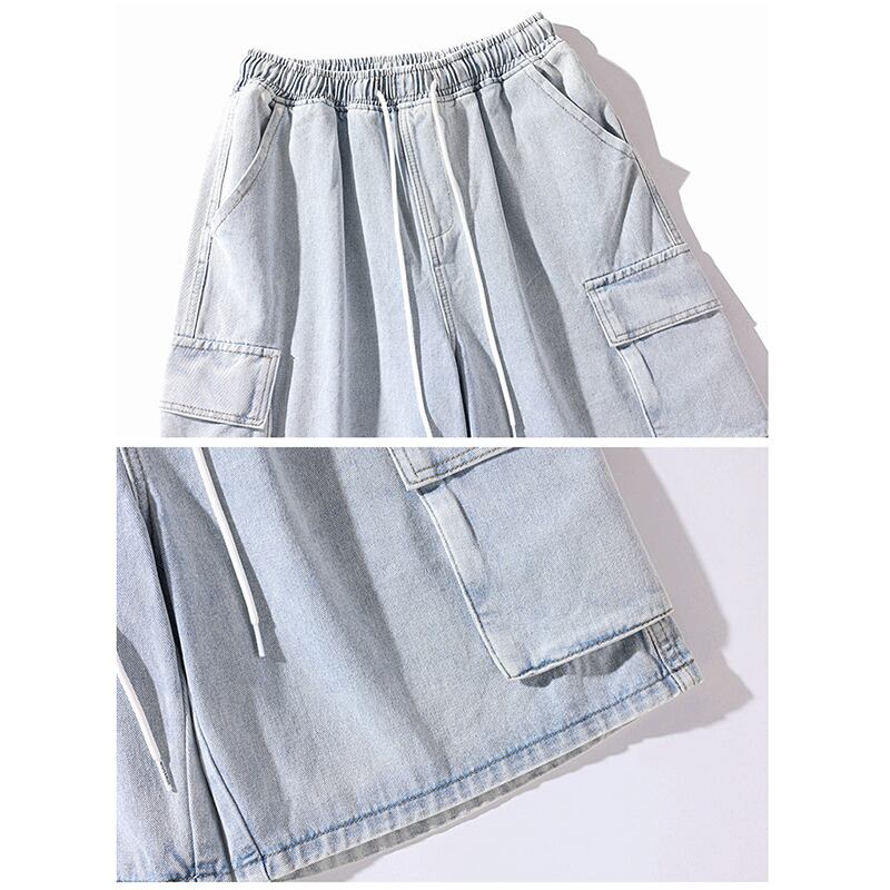 [BIGEMAN Series]★Denim shorts★ 2color bottoms short length pants unisex men's large size denim pants