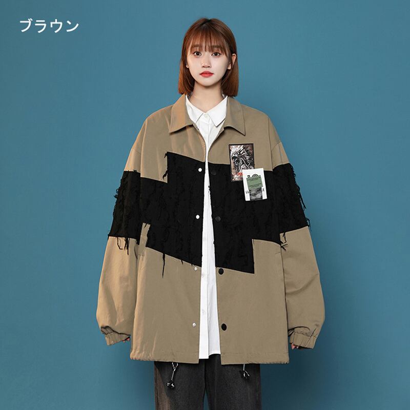 [Fujiiman Series] ★Jacket★ Outerwear 3color switching Unisex Unique black green brown