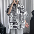 Load image into Gallery viewer, [QIONGXIANNU Series]★Shirt★ 2 colors, black or white, newspaper pattern tops, unisex, couple clothes, summer, Harajuku style, loose-fitting
