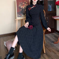 Load image into Gallery viewer, [Dong Xiaojie Series] ★Chinese style dress★ Large size Chinese dress Black Black improved cheongsam dress Long length Slim
