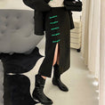 Load image into Gallery viewer, [OCTOBER Series]★China style skirt★ Slit green Green Chinese button Black Black slimming
