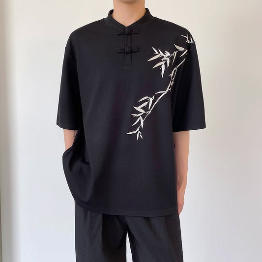 [WENYI Series] ★China style T-shirt★ 2color tops with design, bamboo, unisex, men's, black, white