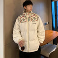 Load image into Gallery viewer, [High Series] ★Winter Coat★ 2color Thick Warm Unisex Men's Floral Pattern Outerwear Switching White Black
