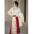 Load image into Gallery viewer, [Dust Smoke Cloud Dream---Fragrance Series] ★China style skirt★ Bottoms with belt Switching Floral pattern Red Red SML
