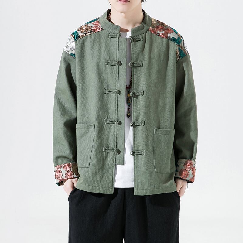 [Psycho Series]★China style outerwear★ Men's 2color jacket, large size, embroidery, China button, spring/autumn