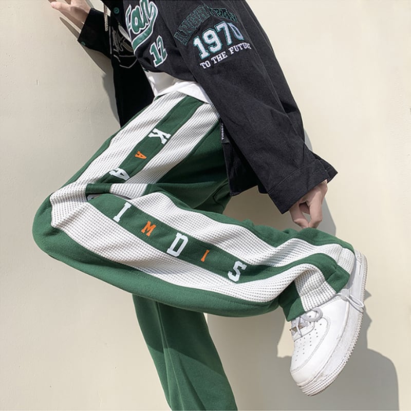 [Ushiomiomi series] ★Casual pants★ 3color pants bottoms sports style color scheme green black white