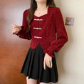 Load image into Gallery viewer, [DINGNING Series]★China style tops★ 2color long sleeve large size black red short length
