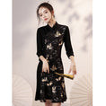 Load image into Gallery viewer, [YUEQIAO Series]★Cheongsam dress★China style dress Mermaid line Temperament enhancement Long sleeve Switchable
