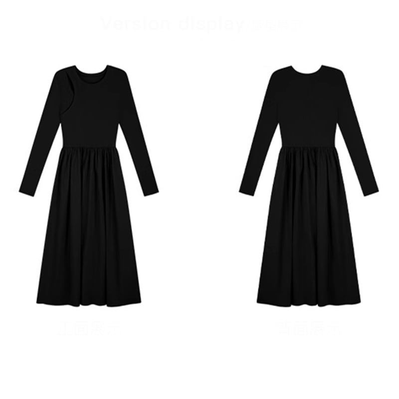 [JIFEI Series] ★Dress★ Switching, Simple, Long Length, Cute, Slimming, Designed, Date, Commuting