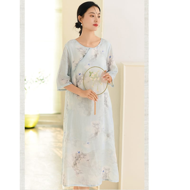 [Miss Fenny Series] ★Chinese style dress★ 3color Elegant Chinese clothes Tang suit Retro print Summer clothes Comfortable to the touch