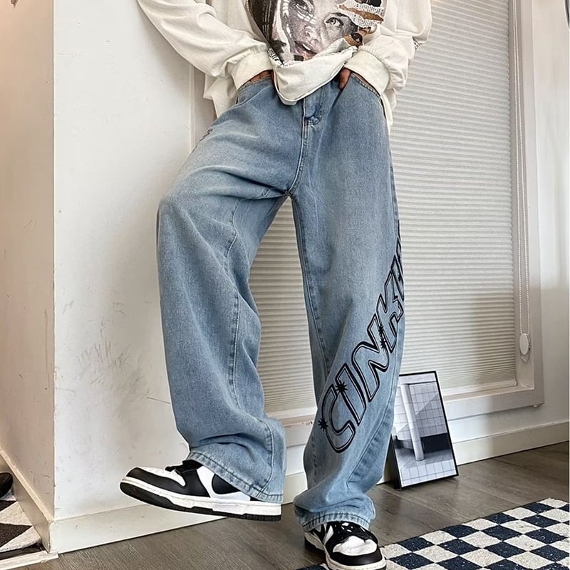 [XUSHANG Series] ★Casual Pants★ 2color Bottoms Pants Unisex Men's Alphabet Blue Coffee Color