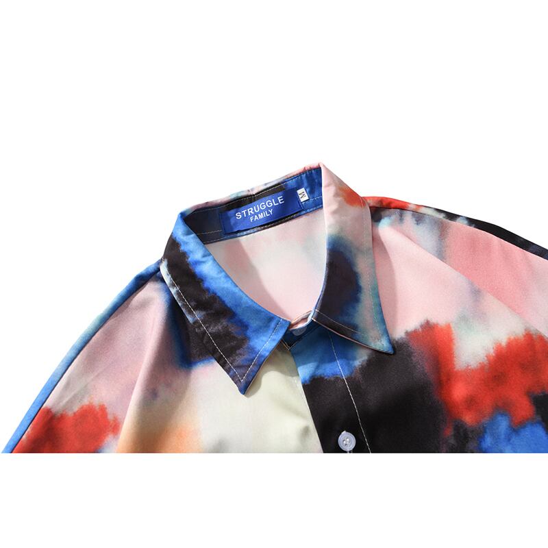 [NF Series]★Shirt★ Short sleeve shirt tops print graffiti color unisex men's thin cool ML XL 2XL