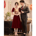 Load image into Gallery viewer, [DUZI Series] ★Party Dress★ One Piece Oil Painting Style Switching Velvet Red Red Coming of Age Ceremony Photography Wedding
