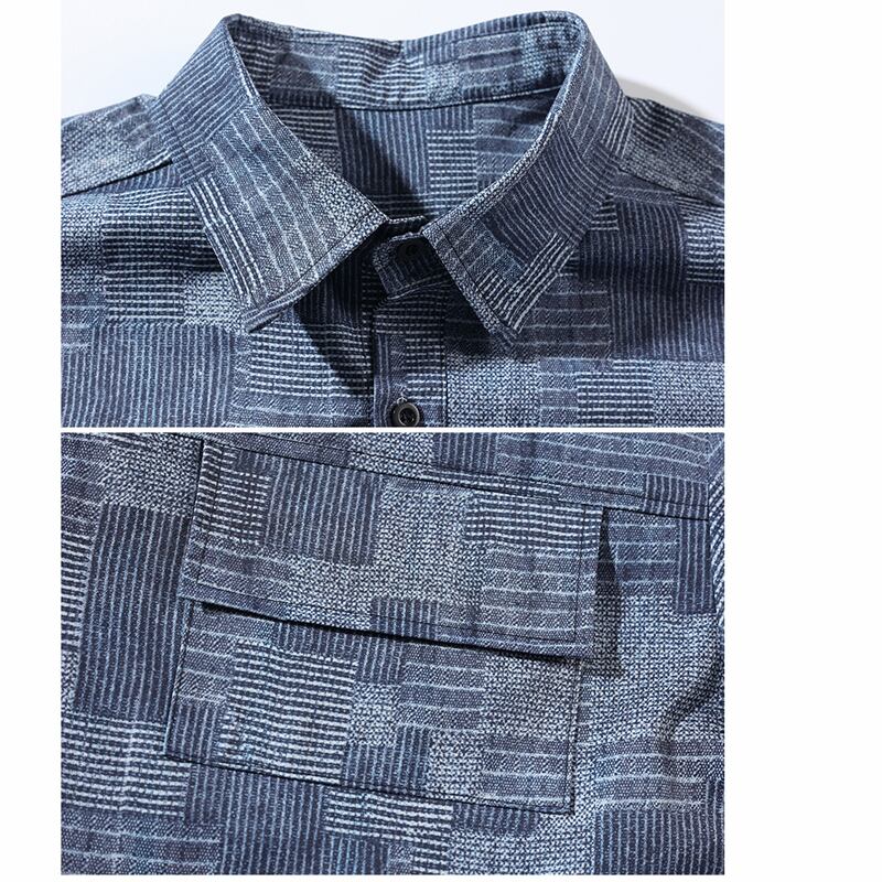 [BIGEMAN Series]★Shirt★ Tops 2color Unisex Men's Large Size Plaid Pattern Easy to Match