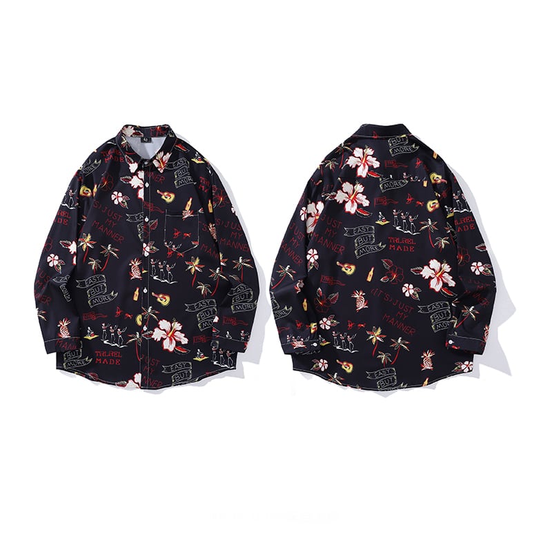 [From Mars Series] ★Floral Pattern Shirt★ Long Sleeve Shirt Tops Unisex Men's ML XL 2XL Harajuku Style Cool