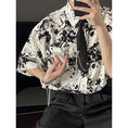 Load image into Gallery viewer, [MDYCD Series]★Shirt with Tie★ 2color Floral Print Shirt Tops Short Sleeve Shirt Unisex Men's Black White
