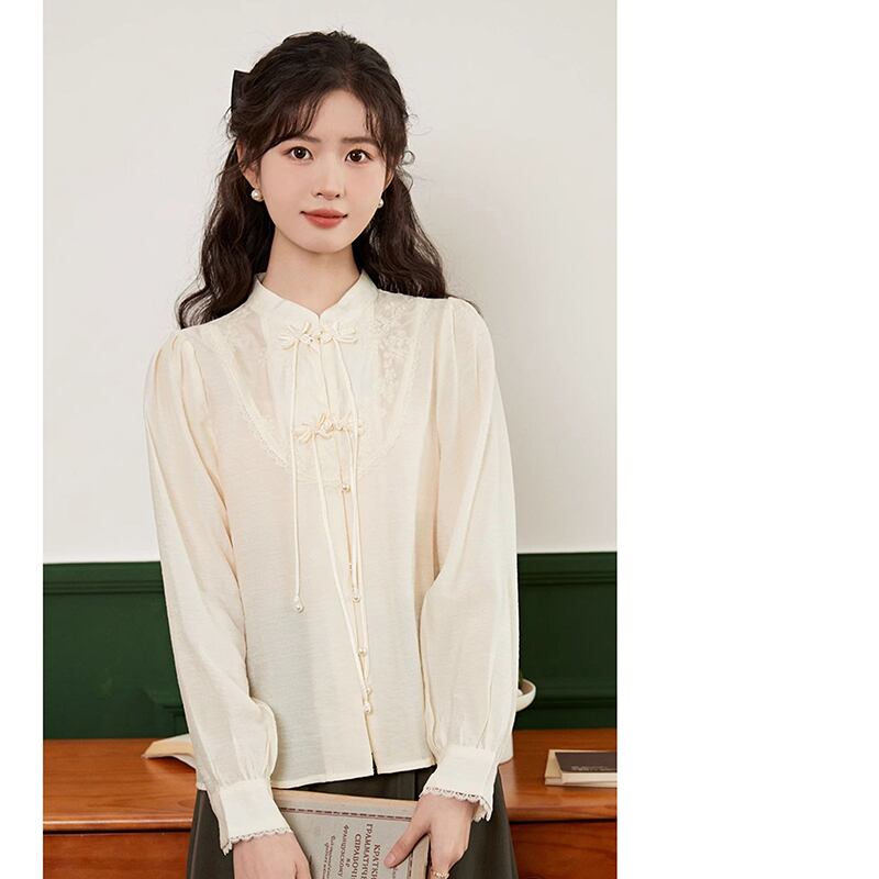 [Muni Series] ★Chinese style shirt★ Tops, long sleeve shirt, Chinese clothes, improved Han clothes, Chinese elements, Han clothes shirt, apricot