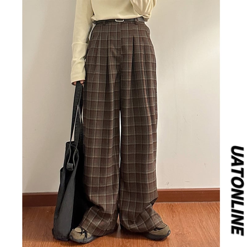 [UATONLINE Series] ★Casual Pants★ 2color Bottoms Trousers Casual Plaid Pattern Unisex Men's