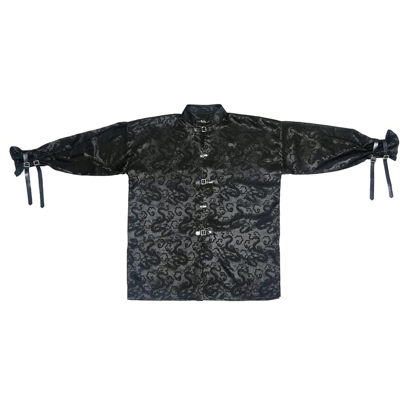 [Kuraho Koya Series] ★China style shirt★ 2color black or white tops Chinese elements unisex men's black white dragon pattern