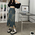 Load image into Gallery viewer, [OURI Series]★Denim Skirt★ Long Skirt Bottoms Large Size Star Star Fashionable Wear
