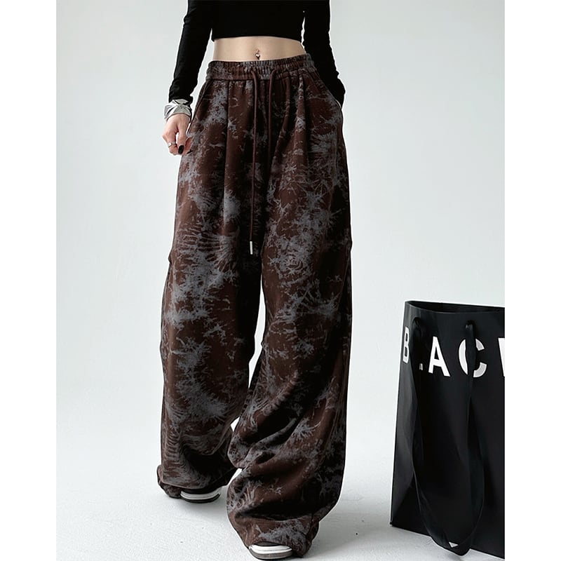 [Ki Shoko Series] ★Casual Pants★ 2color Floral Pattern Pants Bottoms Unisex Men's Black Coffee Color