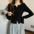 Load image into Gallery viewer, [DINGNING Series] ★Knit tops★ Tops Easy to match, slim, slimming, large size, black, black
