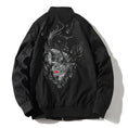 Load image into Gallery viewer, Stadium jacket with dragon crest embroidery Chinese style outerwear Dragon Sukajan jacket Chinese style clothing Black White
