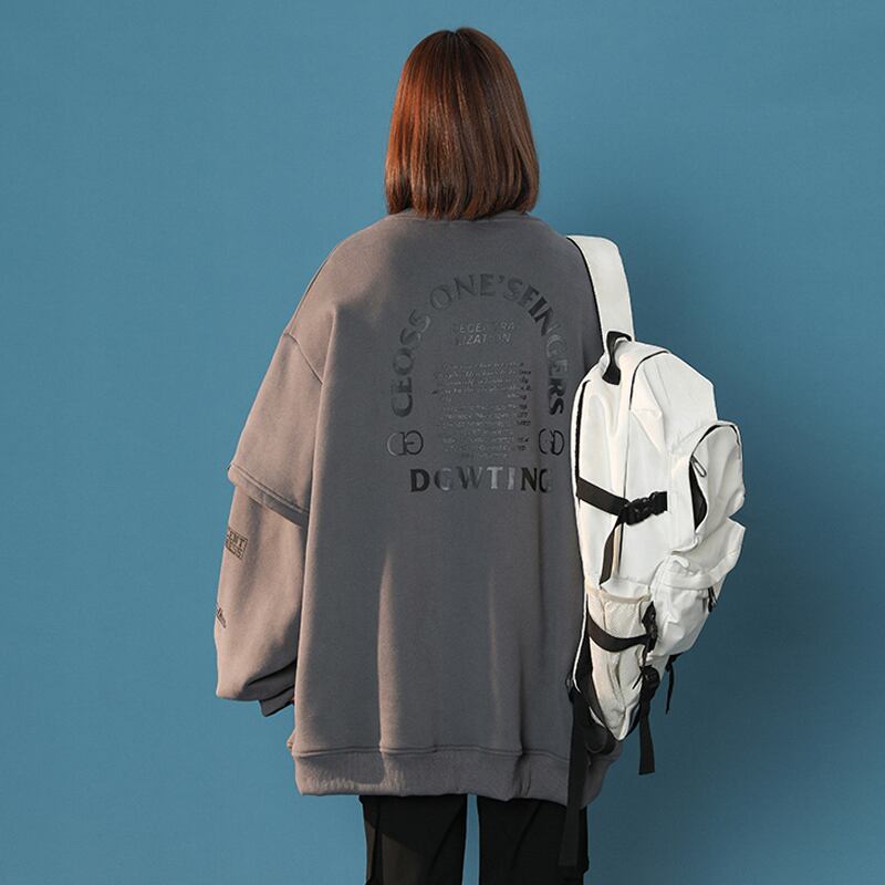 [Fujiiman Series] ★Tops★ 4color Unisex Fake Layered Alphabet Black Beige White Gray