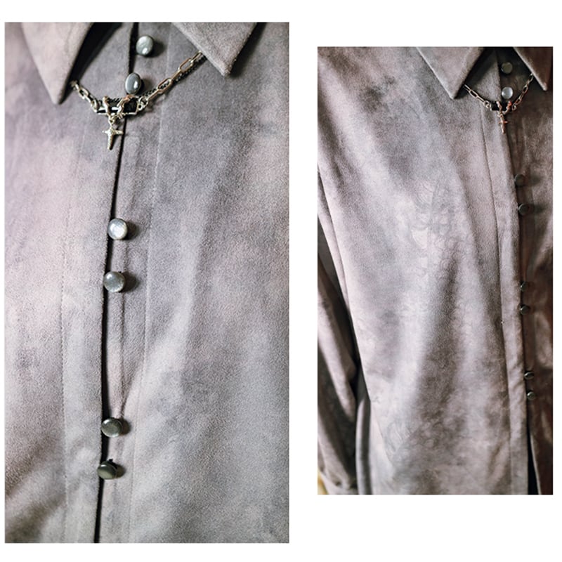 [Old Monster---Dragon Dyed Series] ★China style shirt★ Thick suede tops Stylish and easy to match