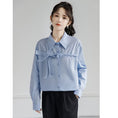 Load image into Gallery viewer, [ZISU0 Series]★Shirt★ Tops Designed Fashion Retro Blue Blue Commuting Office Lady Easy to match
