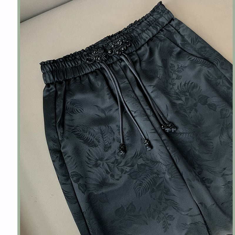 [Women's University 18 Series]★China style trousers★Bottoms, casual pants, black, slimming, easy to match