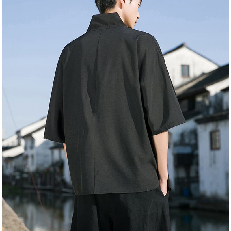 [YISHUO Series]★Chinese style T-shirt★ 4color Unisex Men's Large Size Plain Chinese Clothes Black White Red