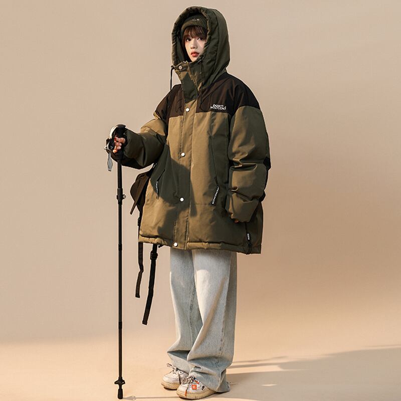 [Suikoishi Series] ★Winter Coat★ Cotton Coat Outerwear 3color Unisex Men's Color Scheme Khaki Green Black Gray