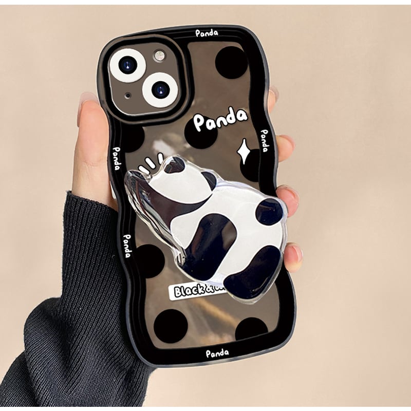 [Nami Series]★Mobile Case★ Panda iPhone 13 12 11 iPhoneX XS XR iPhone 7/8 Animal Cute Black Black