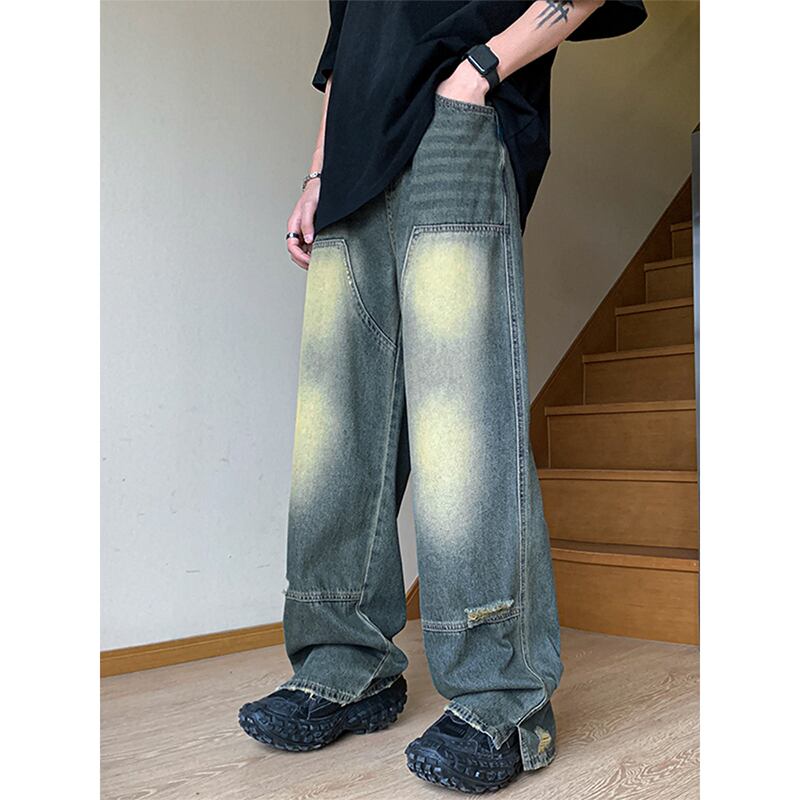 [CHAOMEICHEN Series] ★Denim Pants★ Distressed Bottoms Trousers Men's Large Size Blue