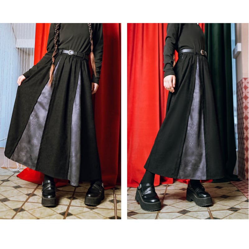 [Kokaisha --- Dragon dyed series] ★China style skirt★ Switching bottoms Original Retro Easy to match