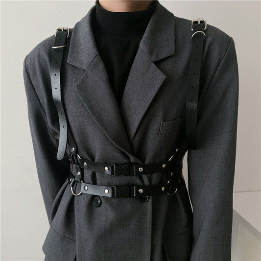 [Yuwei Series] ★Belt★ Accessory PU Accessory Black Black Easy to match Unique Stylish Cool Unisex