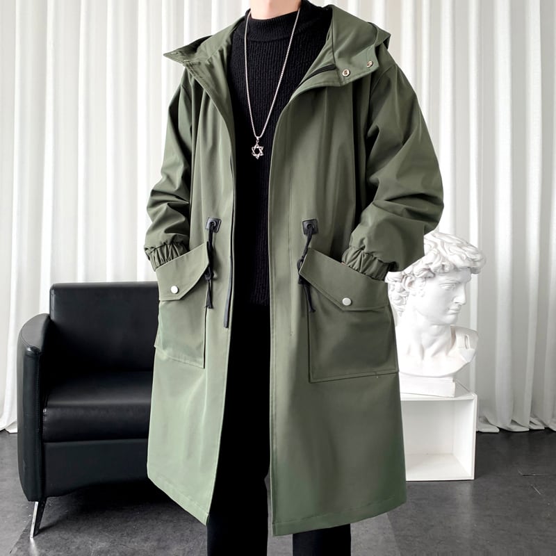 [Kaei Series] ★Trench coat★ 3colors Black, green or light brown, cotton insert type available, hooded, hat included