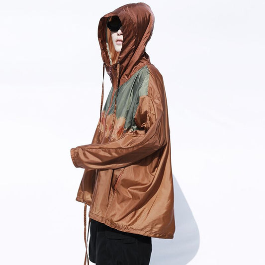 [SIN87 Series] ★UV protection★ UPF50+ Sun protection, cooling protection, thin outerwear, loose fitting, brown, unisex, men's